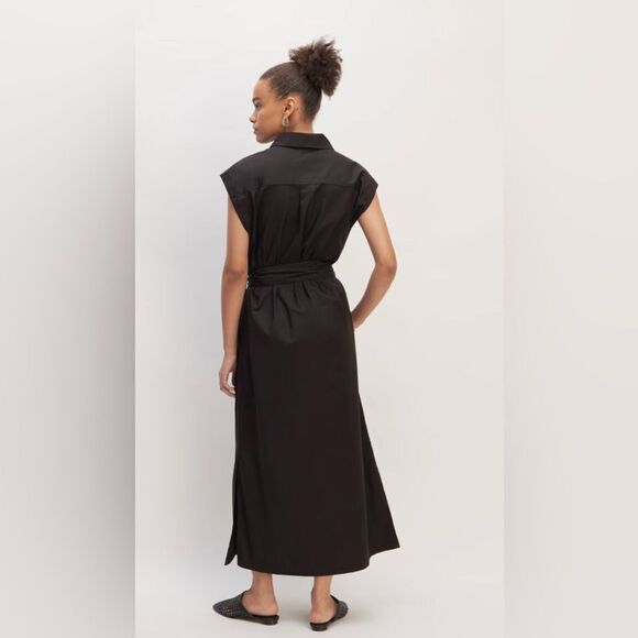 New Everlane The Supima® Cotton Short-Sleeve Shirt Dress in Black Size 12 - Picture 2 of 13